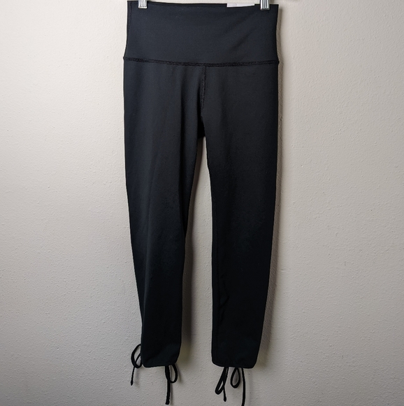 Aerie Leggings Black Hi Rise Crop Leggings Size Small Lace Up Balletcore NWT - Picture 3 of 10